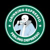 Sans Undertale Drinking Espresso Feeling Depresso Tapestry Official Undertale Merch