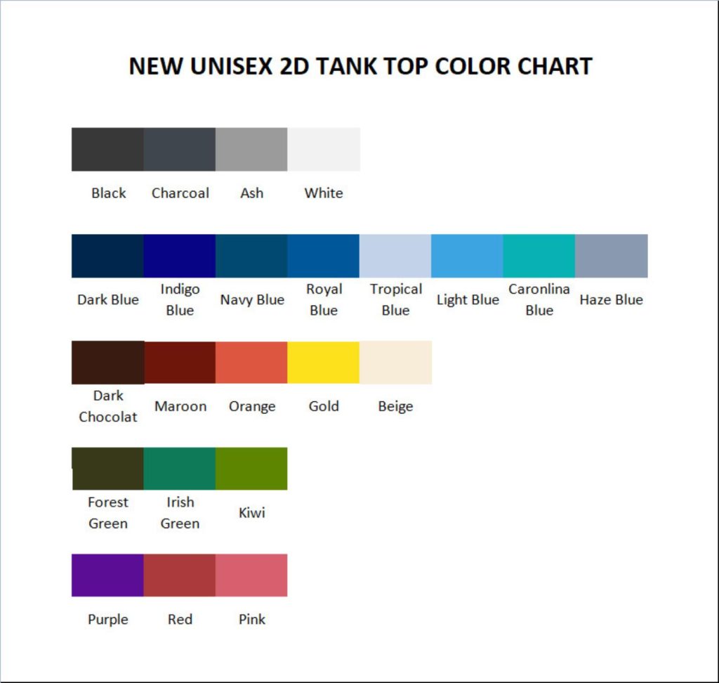 tank top color chart - Undertale Merchandise