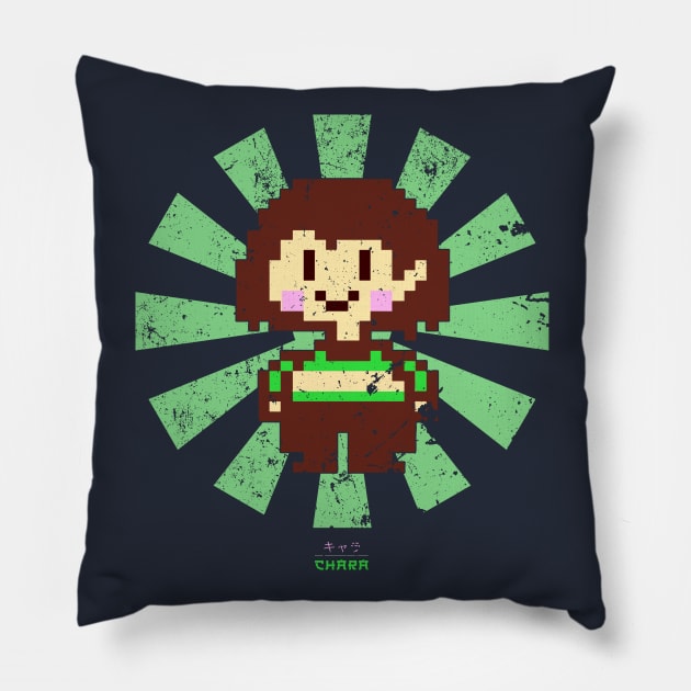 Chara Retro Japanese Undertale Throw Pillow - Undertale Merchandise